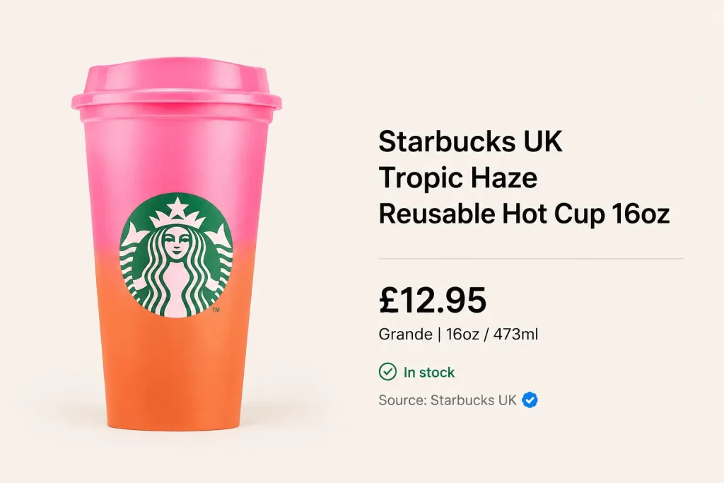 Starbucks UK Tropic Haze Reusable Hot Cup 16oz