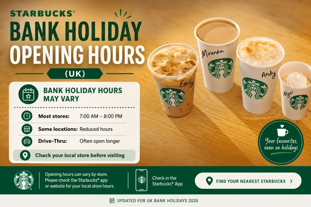 starbucks bank holiday opening hours