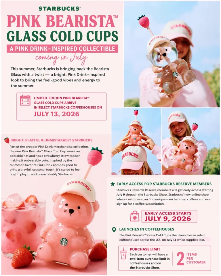 Starbucks Pink Bearista Glass Cold Cups