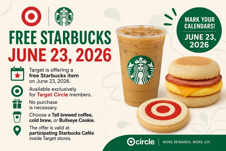 Target Free Starbucks June 23 offer with free Tall coffee for Target Circle members